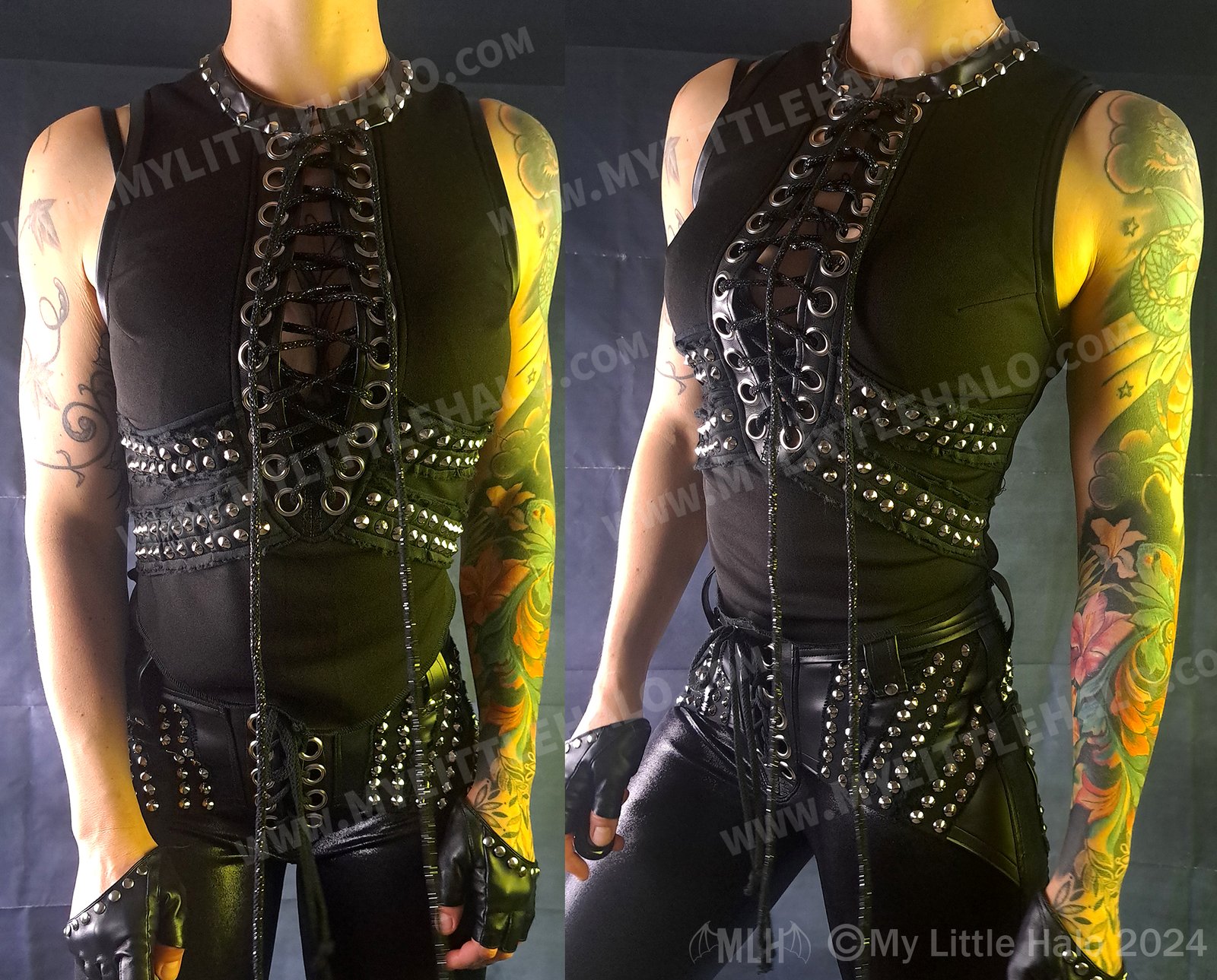 12 BLACK SCUBA LACE UP RIVET VEST My Little Halo